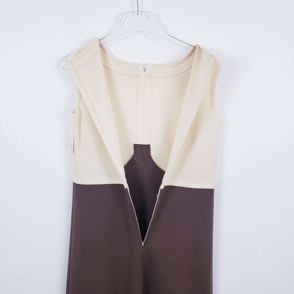 Vtg 1960s Deadstock Kimberly Wool 2-Piece Dress Suit Cream Brown Vintage Size 10 - Picture 9 of 13